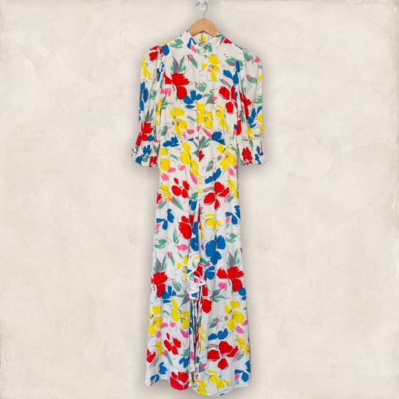 Floral Mock Neck Cascade Ruffle Dress - Picture 3 of 5